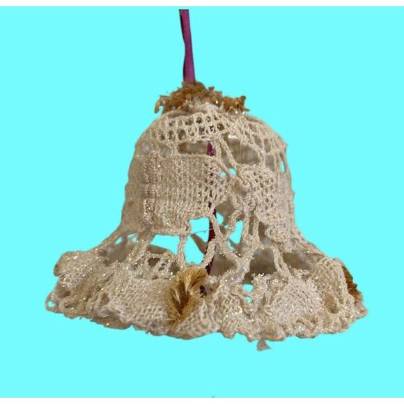 Vintage Handmade Starched Crochet Bell 2.5” Ornament From Kristi’s Gifts Texas - Picture 1 of 14